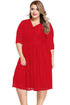 Sexy Red Lace V Neck Curvy Skater Dress